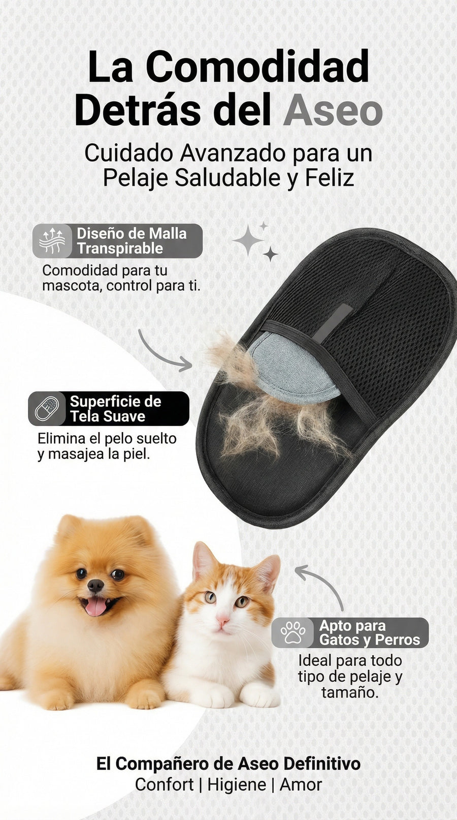 Guante Anti-Pelo para Mascotas 2 en 1 + Envío Gratis