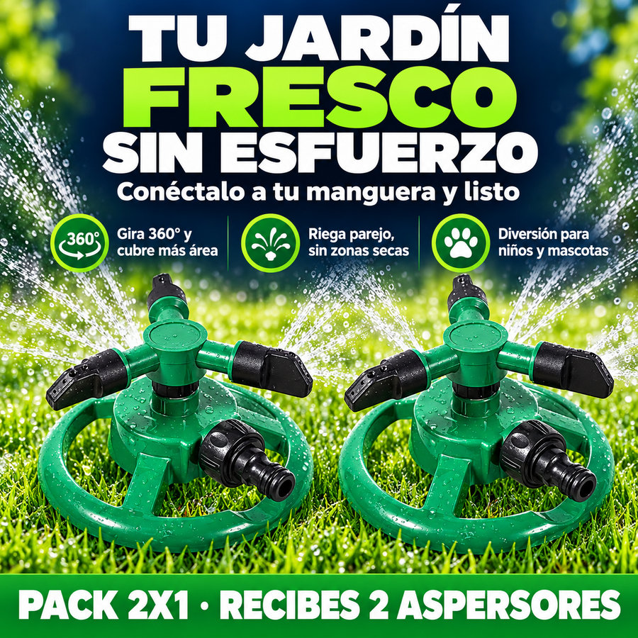 Aspersor Giratorio 360° que Refresca tu Jardín al Instante + Envío Gratis