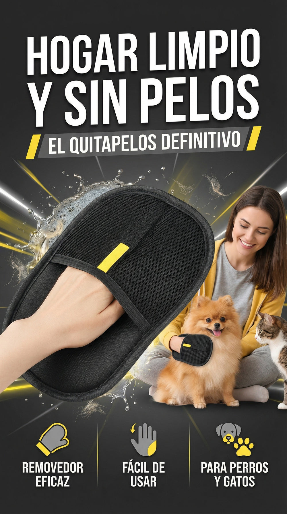 Guante Anti-Pelo para Mascotas 2 en 1 + Envío Gratis