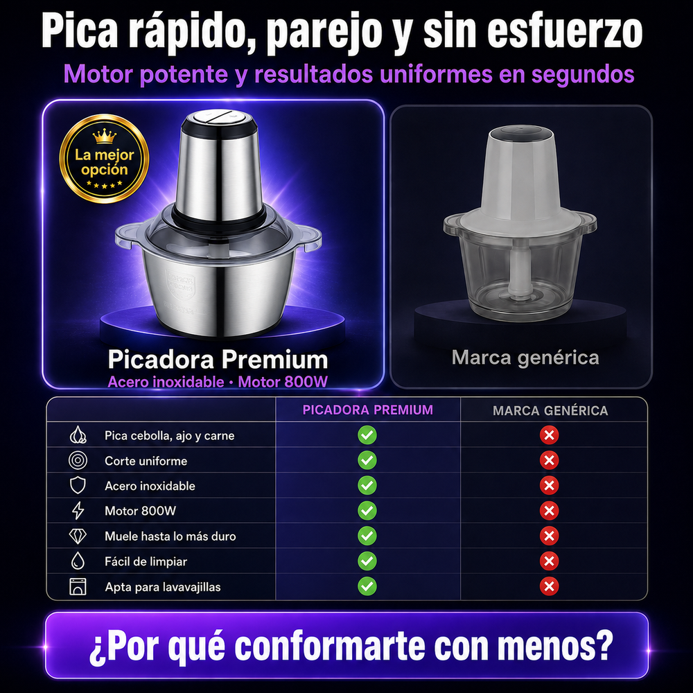 Procesadora de Alimentos — Pica Todo en 8 Segundos + Envío Gratis