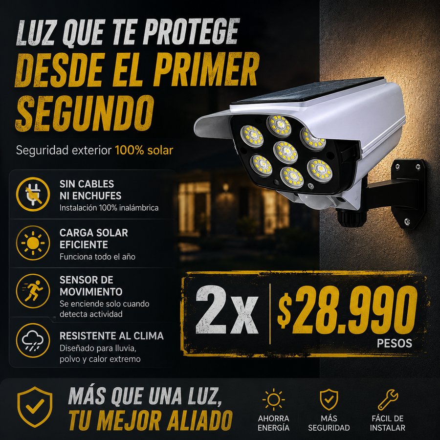Foco Solar Espanta Ladrones con Sensor + Envío Gratis