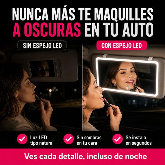 Espejo LED de Auto para Maquillarte Perfecta + Envío Gratis