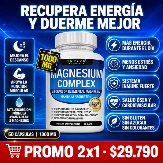 Magnesio Complex 8 en 1 · 1000mg Energía y Descanso + Envío Gratis