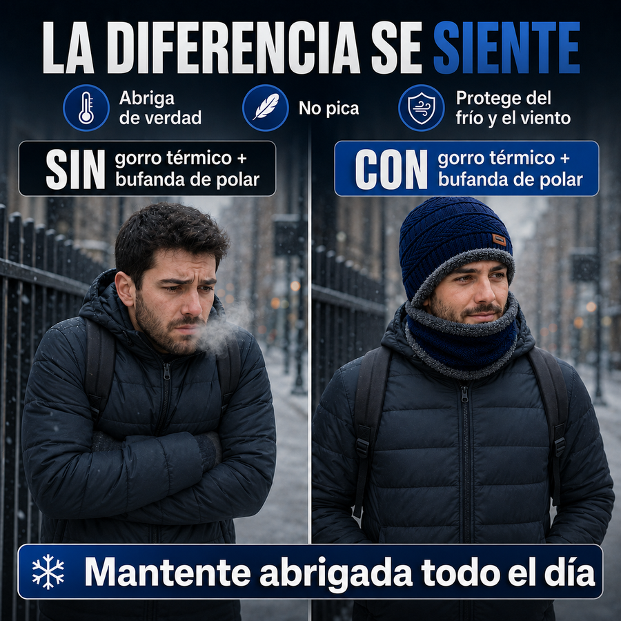 Gorro Térmico con Bufanda de Polar + Envío Gratis
