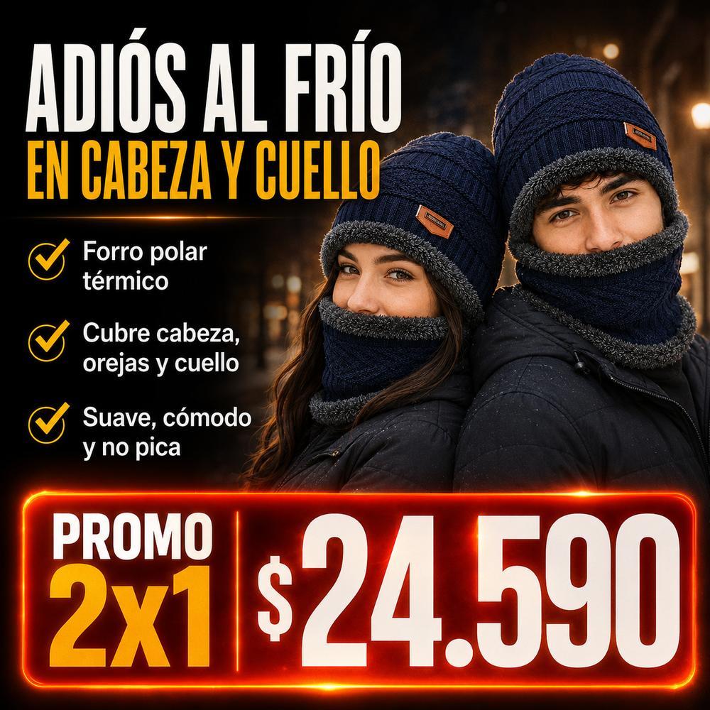 Gorro Térmico con Bufanda de Polar + Envío Gratis