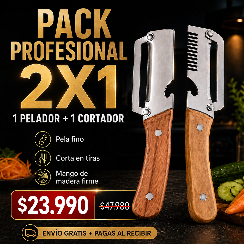 Set de Cuchillos Profesional 2x1 Pela y Corta Fácil + Envío Gratis