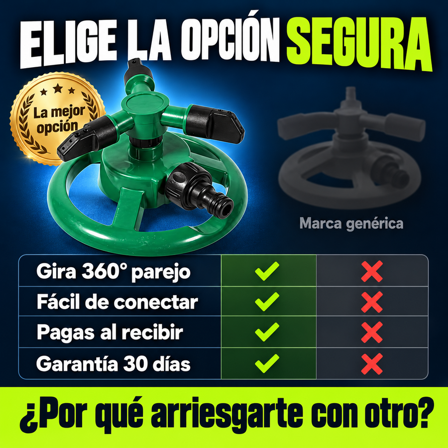 Aspersor Giratorio 360° que Refresca tu Jardín al Instante + Envío Gratis