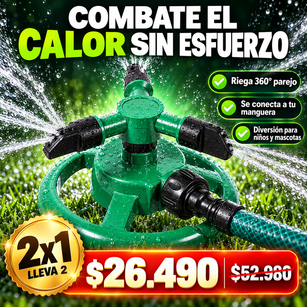 Aspersor Giratorio 360° que Refresca tu Jardín al Instante + Envío Gratis
