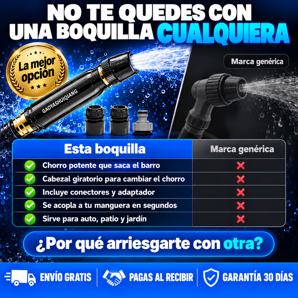 Boquilla Alta Presión: Lava Tu Auto Sin Esfuerzo + Envío Gratis