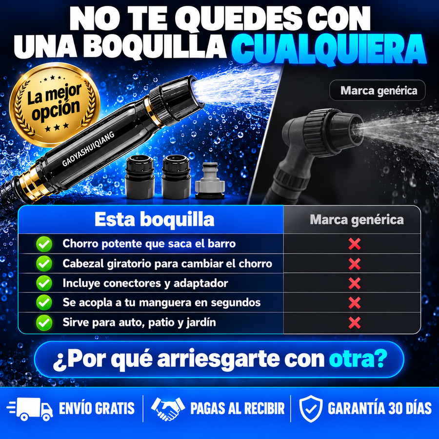 Boquilla Alta Presión: Lava Tu Auto Sin Esfuerzo + Envío Gratis