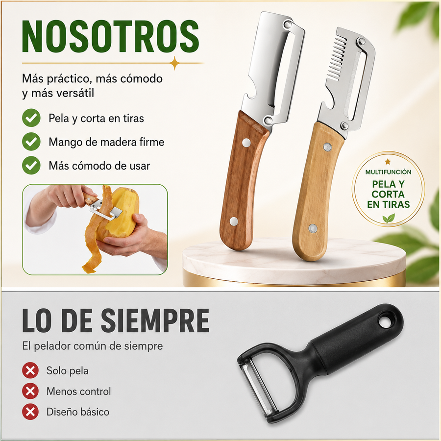Set de Cuchillos Profesional 2x1 Pela y Corta Fácil + Envío Gratis