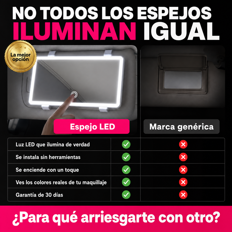 Espejo LED de Auto para Maquillarte Perfecta + Envío Gratis