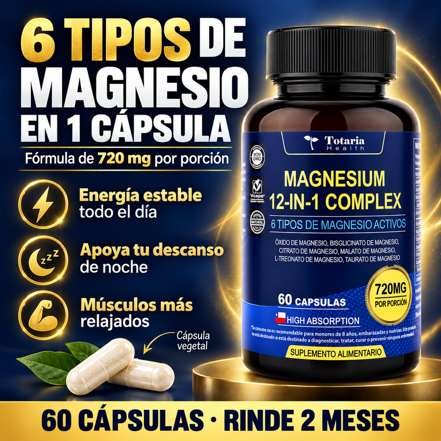 Magnesio 6 en 1 de 720mg: Energía y Descanso + Envío Gratis
