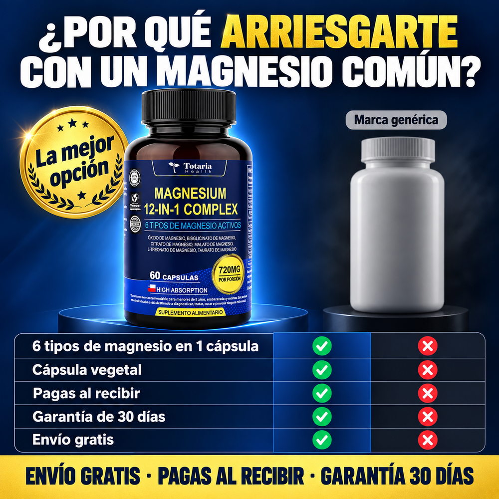 Magnesio 6 en 1 de 720mg: Energía y Descanso + Envío Gratis
