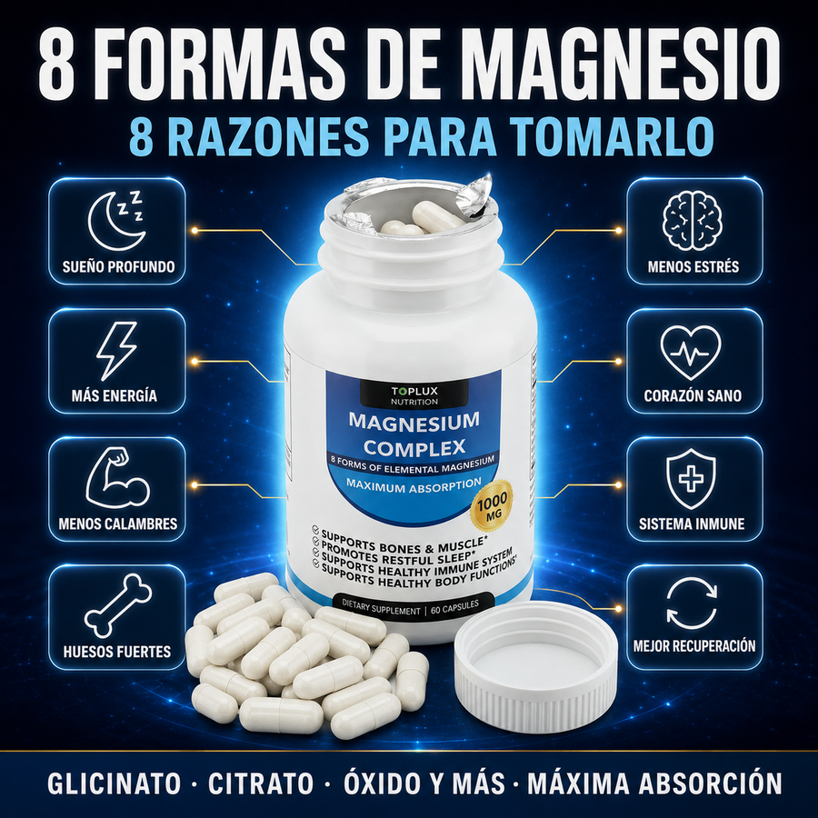 Magnesio Complex 8 en 1 · 1000mg Energía y Descanso + Envío Gratis