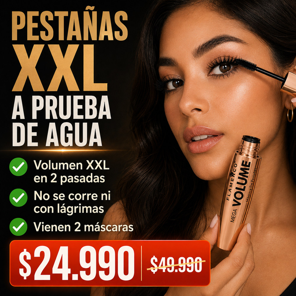 Máscara de Pestañas Mega Volumen Waterproof · Vienen 2 + Envío Gratis