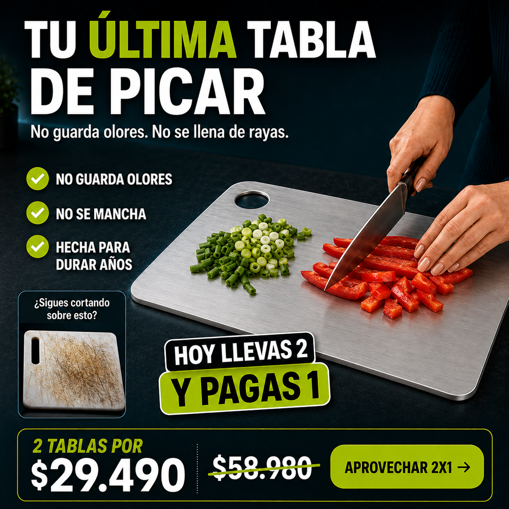 Tabla de Picar de Acero Inoxidable Higiénica + Envío Gratis
